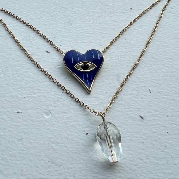 SHEIN heart shaped evil eye double layer necklace - Picture 3 of 4